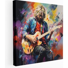 Popcas  Kurt Cobain Kanvas Tablo - Soyut Dışavurumcu Duvar Sanatı - Kurt Cobain Duvar Dekorasyonu Cesur Fırça Darbeleri Gitar