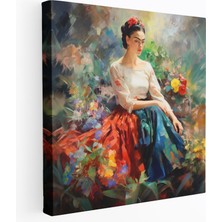 Popcas  Frida Kahlo Izlenimci Kanvas Tablo - Frida Kahlo Kanvas Fırça Darbeleri Duygu