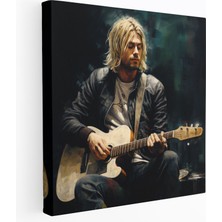 Popcas  Kurt Cobain Gerçekçi Yağlı Boya Kanvas Tablo - Ev Dekorasyonu Duvar Dekorasyonu