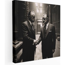 Popcas  Kuvvetli El Sıkışma Siyah Beyaz Kanvas Tablo - Godfather Ev Dekorasyonu