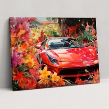 Popcas  Ferrari Kanvas Tablo - Ferrari Kanvas Suluboya Tablo Duvar Sanatı