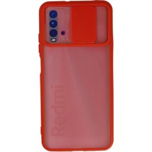 Lowell Home Ieg  Xiaomi Redmi 9t Kılıf Palm Buzlu Kamera Sürgülü Silikon - Kırmızı LWLRSHM-76W5