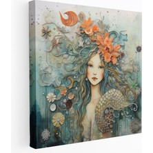 Popcas  Denizkızı Fantazi Kanvas Tablo - Banyo Için Duvar Sanatı Masalsı Karışık Medya Ev Dekorasyonu