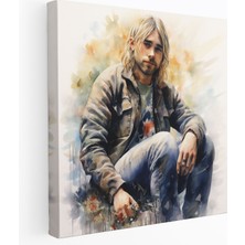 Popcas  Kurt Cobain Suluboya Duvar Sanatı Kanvas Tablo - Ev Dekorasyonu Duvar Süsleme