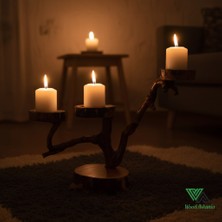 Wood Askania Asma Ağacından Ahşap Mumluk