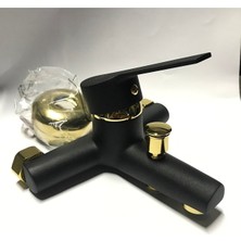 Fulcie Armatür Siyah Gold Banyo Bataryası Musluğu Pirinç Gövde