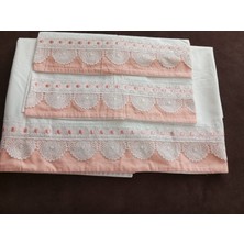 Mor Tırtıl El Işi Dantel Işlemeli Çift Kişilik Çarşaf Yastık Kılıfı Takımı Çeyizlik Hediyelik