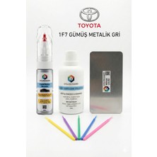 COLORGUARD Toyota 1f7 Gümüş Metalik Gri İğneli ve Fırçalı 2 si 1 Arada Rötuş Boyası Yüzey Temizleme Solüsyonu Profesyonel ve Çapaksız Rötuş Çeliği 5'li Uygulama Çubuğu Seti