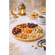 Yuvol 7 Bölmeli %100 Doğal Bambu Çerezlik Sunum Tahtası 20X20CM Çerez Tabağı