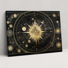 Popcas  Göksel Harita Duvar Sanatı - Burçlar Kanvas Zarif Çizimler Tükenmez ve Mürekkep Çizim