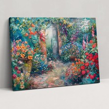 Popcas  Bahçe Teması Claude Monet Tarzı Kanvas Tablo Dekoratif Duvar Sanatı