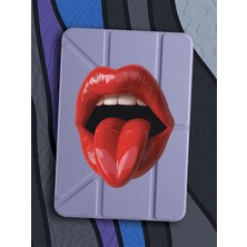 Nurdic iPad Pro 12.9 2020 (4.nesil) Kılıf Uyku Modlu Kalem Bölmeli Desenli Ruj Ötesi