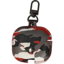 Lowell Home Ieg  Airpods Pro 2 (2.nesil) Çanta Kamuflaj Deri Kılıf - Kırmızı LWLRSHM-76W5