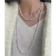 Ravinity 2 Sıra Krem Incili Kolye, Küçük Büyük Inci Boncuk Kolye