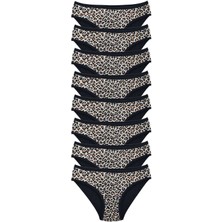 Vexor 8 Adet Leopar Desenli Likralı Yumuşak Dokulu Kadın Slip Külot