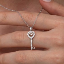 Şems Kamer Sonsuzluk Detaylı Kalpli Anahtar Gümüş Kolye