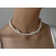 Ravinity Ikili Sarmal Inci Kolye, Choker Incili Kolye