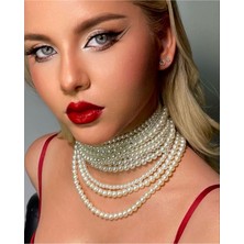 Ravinity Çoklu Tasma Model Inci Kolye, Incili Choker Kolye