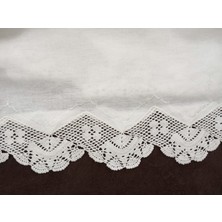 Mor Tırtıl El Işi Dantel Işlemeli Çift Kişilik Beyaz Çarşaf Çeyizlik Hediyelik