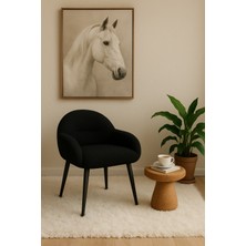 Tokyo Ahşap Ayaklı Retro Puf Minimal Berjer Makyaj Masası Sandalyesi Çok Amaçlı Berjer