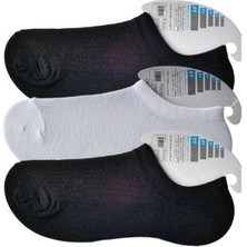 Vexor Siyah ve Beyaz Erkek Görünmez Çorap 3 Çift