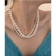 Ravinity 2 Parça Inci Kolye, 2 Sıra Küçük Büyük Incili Kolye