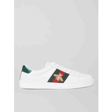 GG Men's Ace Sneaker White Leather With Bee