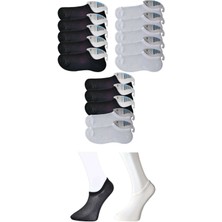 Vexor Siyah ve Beyaz Erkek Görünmez Çorap 15 Çift