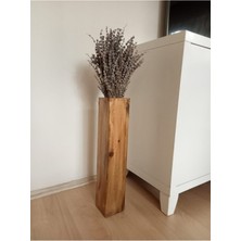 Ahşap Vazo Pampas Yapay Çiçek Vazosu 49 cm Uzun Biblo Doğal Ahşap Renkli Modern Tasarım