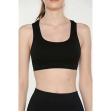 Vexor Elite Life Geniş Askılı Kadın Destekli Sporcu Büstiyer Siyah Sütyen 777