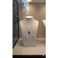 Kelebek Motifli Kolye ve Küpe Takı Seti