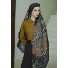 Jolamier Haki Bloom Paisley Yün Ipek Şal