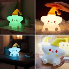 By Nevser Yıldız Figürlü Pofuduk LED Gece Lambası – Yumuşak Dokulu Masaüstü Aydınlatma, Çocuk Odası ve Dekoratif Şarjlı Ortam Işığı