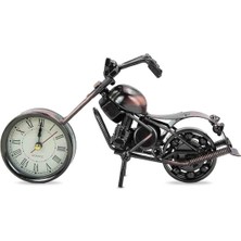 Sarego Özel El Yapımı Ön Tekerlekte Saat Olan Metal Motorsiklet Dekoratif Hediyelik Motor Çalışır Saatli Motosiklet