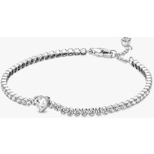 Pandora Işıltılı Kalp Tenis Bilezik 925 Ayar Gümüş