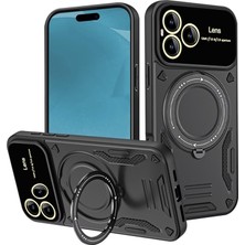 M.TK Moveteck Honor 400 Pro Kılıf Magsafe Dönebilen Halkalı Standlı Gold Detaylı Tam Kamera Lensli Korumalı Military Tank Kapak