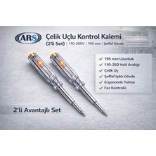 Ars Çelik Uçlu Kontrol Kalemi 2’li Set 195 mm 110-250V Elektrikçi Tornavidası Şeffaf Gövde