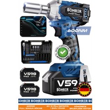 Böhrer 600NM BA011134 FULL SET V598 ORJİNAL 21V 3AH DEVİR AYARLI KÖMÜRSÜZ SOMUN SIKMA SÖKME MAKİNESİ