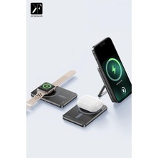 MiraLive PW580 5.000 Mah 20W Type-C 15W Kablosuz Şarj 3W Saat Şarj ve 5W Kulaklık Şarj Destekli Pd Hızlı Şarj Magsafe Powerbank - Titanyum