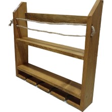 Rustik Ahşap Şaraplık Halatlı Içki Barı Standı