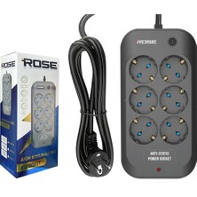 Poke Altılı Akım Korumalı Priz Anti Static 3x1.5 5mt Rose GR-6005M