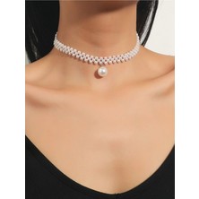 Ravinity Krem Incili Zarif Choker Kolye, Inci Tasma Kolye