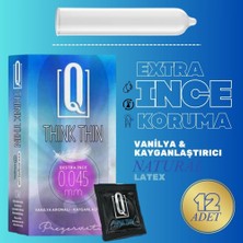 All Night Q Vanilya Aromalı Ultra Ince 0.045 mm Extra Kayganlaştırıcılı Prezervatif 12'li – Doğal His ve Konfor - Q Thınk Thın