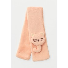TrendyChic Kedi Detaylı Pembe Peluş Çocuk Atkı