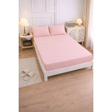 Lila Moon Pudra Renkli Pamuklu Ranforce Kumaştan Tek / Çift Kişilik Fitted Lastikli Çarşaf Takımı