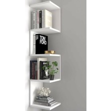 Zig Zag Köşe Duvar Rafı / Kitaplık Beyaz