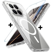 M.TK Moveteck Xiaomi Mi 15T Pro Kılıf Şeffaf Magsafe Renksiz Kenarlı Kamera Korumalı Kapak + 9h Ekran Koruyucu Cam 2in1 Set