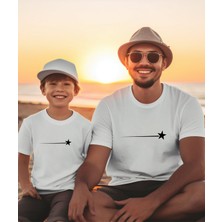 Aselinda Kayan Yıldız Baskılı Baba-Oğul Kombin Tişört (Kombin Yapmak Için 2 Ürün Ekleyiniz)