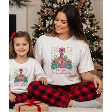 Aselinda Christmas-Yeni Yıl Ev Baskılı Anne-Kız Kombin Tişört (Kombin Yapmak Için 2 Ürün Ekleyiniz)