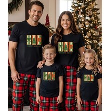 Aselinda Christmas Merry Bright Baskılı Aile Kombin Tişört (Kombin Yapmak Için Ürün Ekleyiniz)